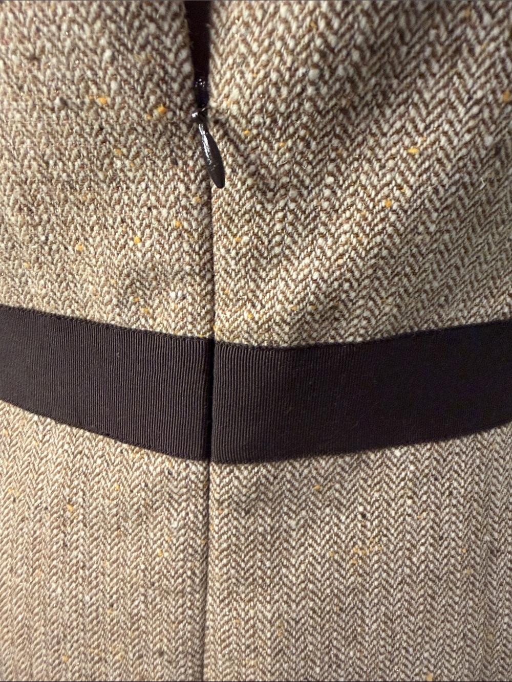 Banana Republic wool blend tweed Sheath Dress with brown ribbon Waist - Picture 7 of 9